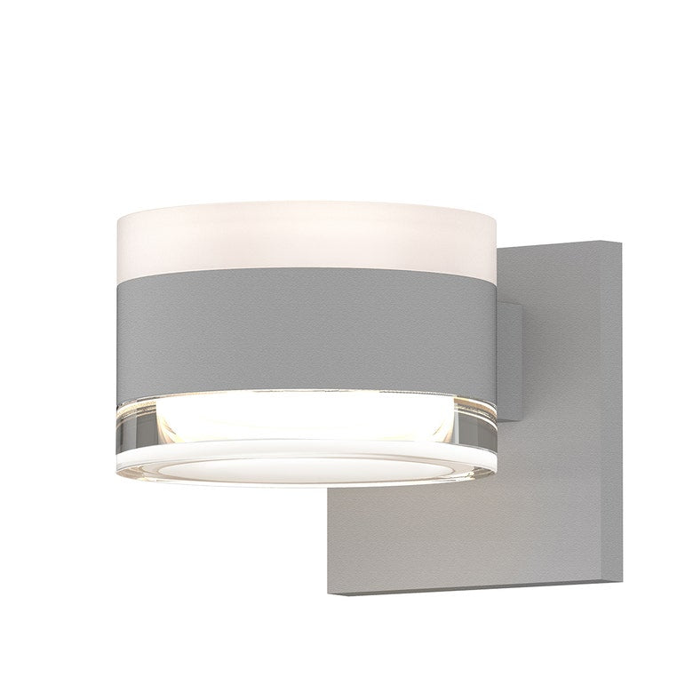SONNEMAN Reals 2-Light LED Textured White Clear and White Cylinder Lens Clear With Frosted White Polycarbonate Shade Up/Down Wall Sconce