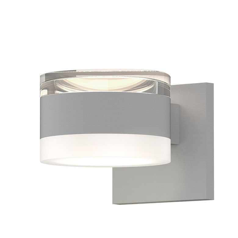 SONNEMAN Reals 2-Light LED Textured White Clear and White Cylinder Lens Frosted White Polycarbonate Shade Up/Down Wall Sconce