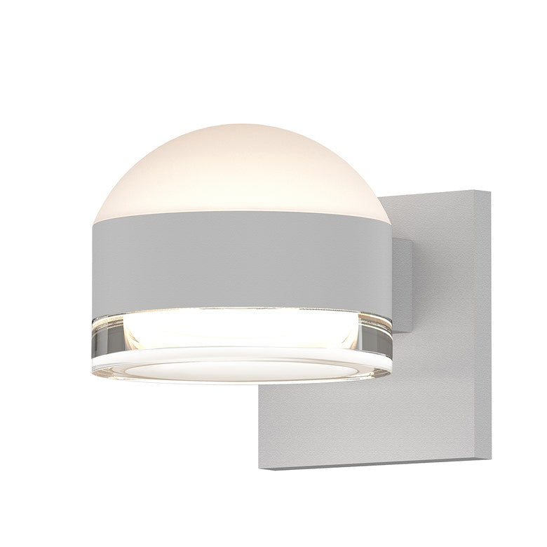 SONNEMAN Reals 2-Light LED Textured White Dome and Clear Cylinder Lens Clear and Frosted White Polycarbonate Shade Up/Down Wall Sconce