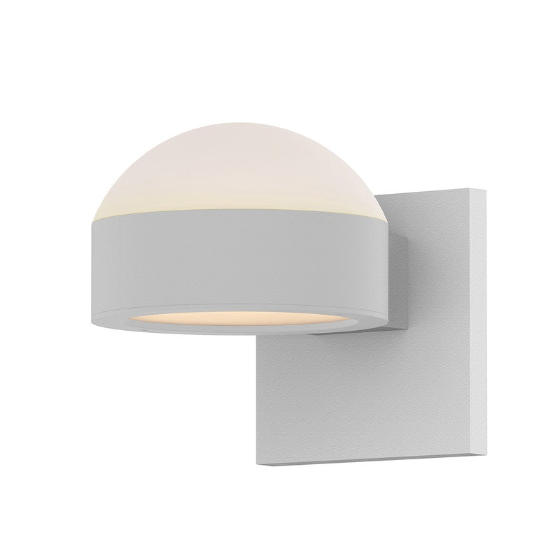 SONNEMAN Reals 2-Light LED Textured White Dome and Plate Lens Clear and Aluminum With Frosted White Polycarbonate Shade Up/Down Wall Sconce
