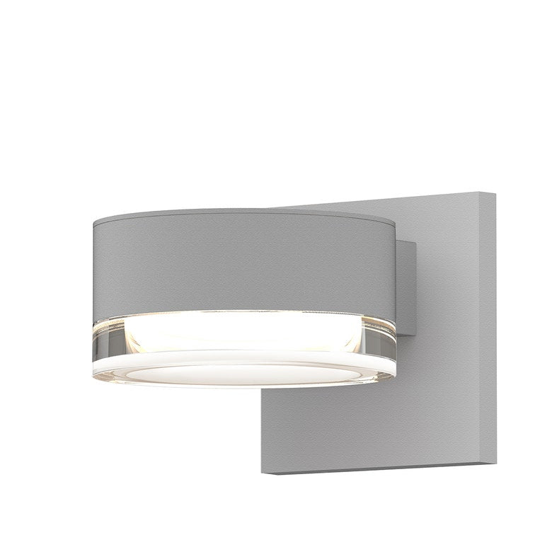 SONNEMAN Reals 2-Light LED Textured White Plate and Clear Cylinder Lens Clear and Aluminum With White Polycarbonate Shade Up/Down Wall Sconce