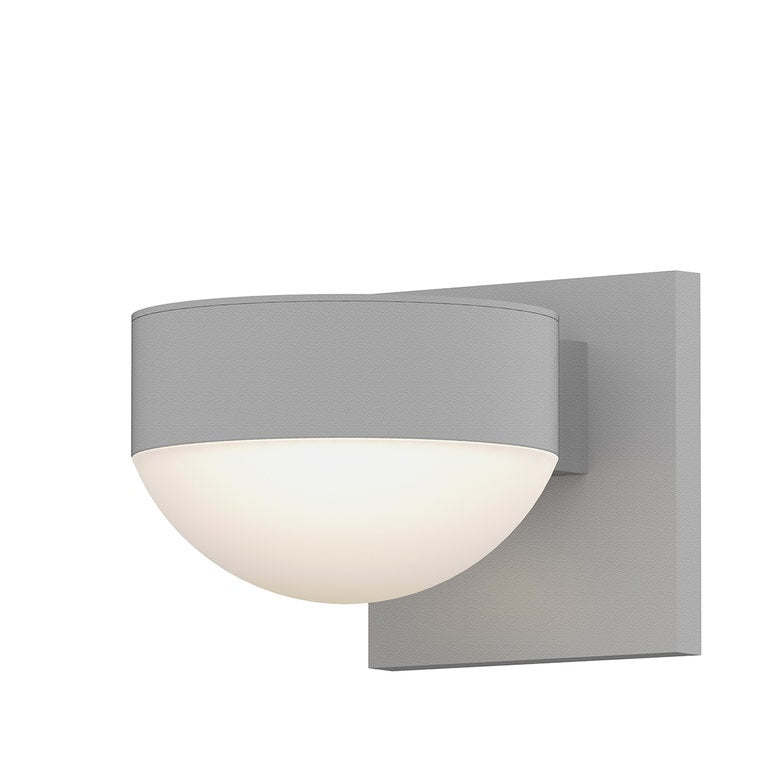 SONNEMAN Reals 2-Light LED Textured White Plate and Dome Lens Aluminum With Frosted White Polycarbonate Shade Up/Down Wall Sconce