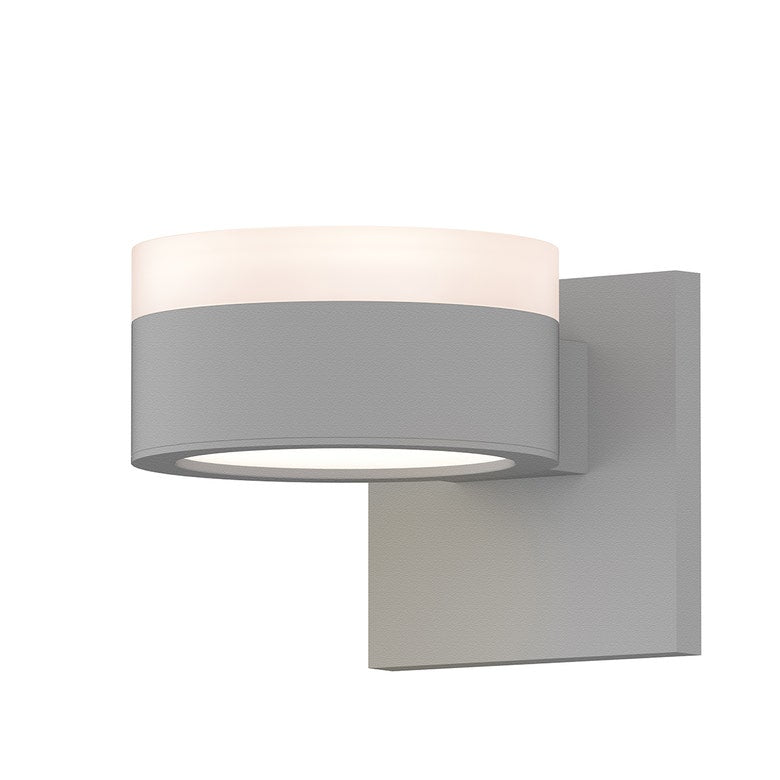 SONNEMAN Reals 2-Light LED Textured White and Plate Cylinder Lens Aluminum With Frosted White Polycarbonate Shade Up/Down Wall Sconce