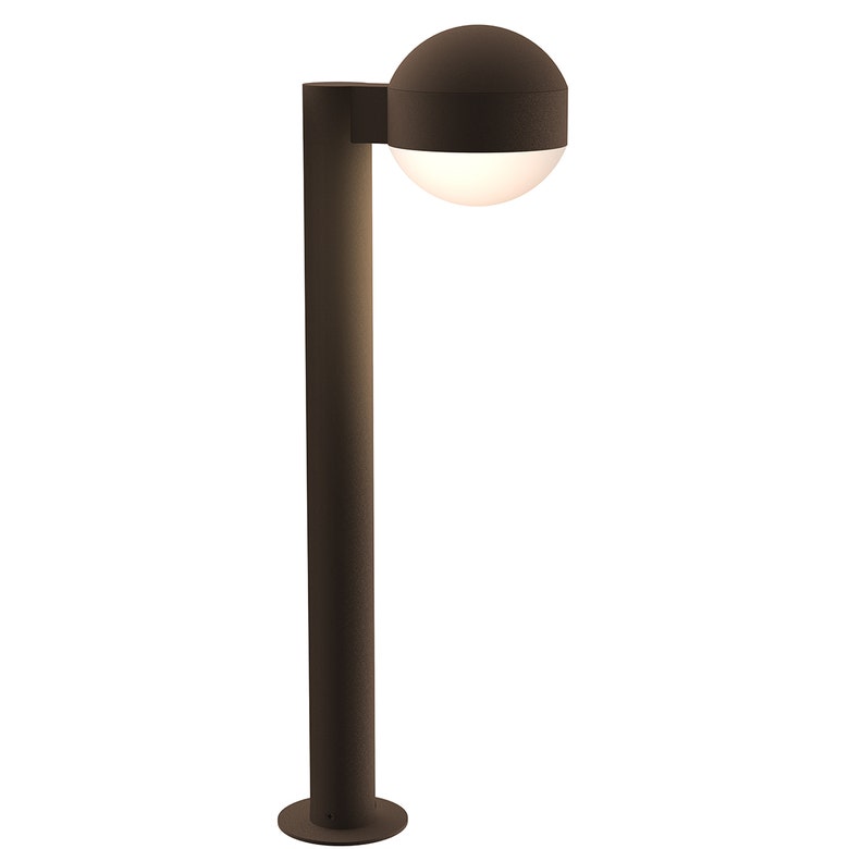 SONNEMAN Reals 22" 1-Light LED Textured Bronze Dome Cap and Lens Frosted White Polycarbonate Shade Bollard Light