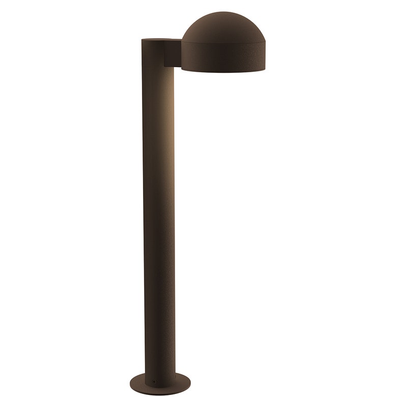 SONNEMAN Reals 22" 1-Light LED Textured Bronze Dome Cap and Plate Lens Aluminum With White Polycarbonate Shade Bollard Light