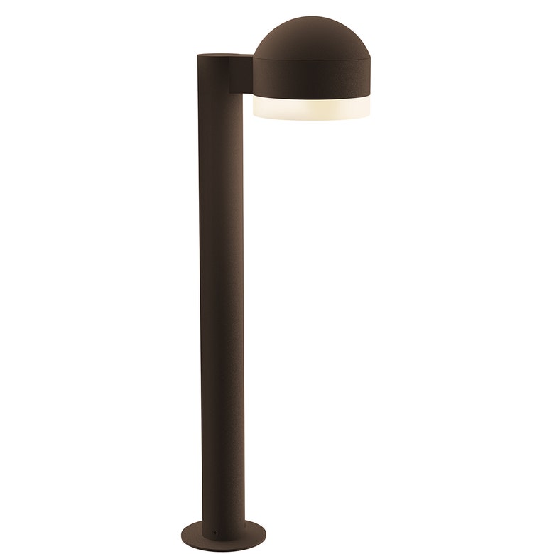 SONNEMAN Reals 22" 1-Light LED Textured Bronze Dome Cap and White Cylinder Lens Frosted White Polycarbonate Shade Bollard Light