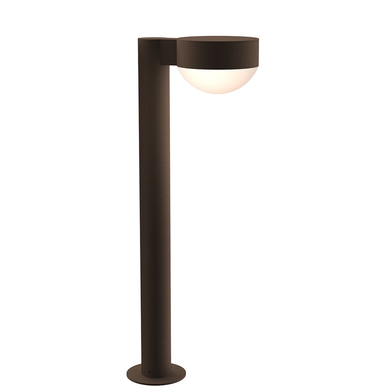 SONNEMAN Reals 22" 1-Light LED Textured Bronze Plate Cap and Dome Lens Frosted White Polycarbonate Shade Bollard Light