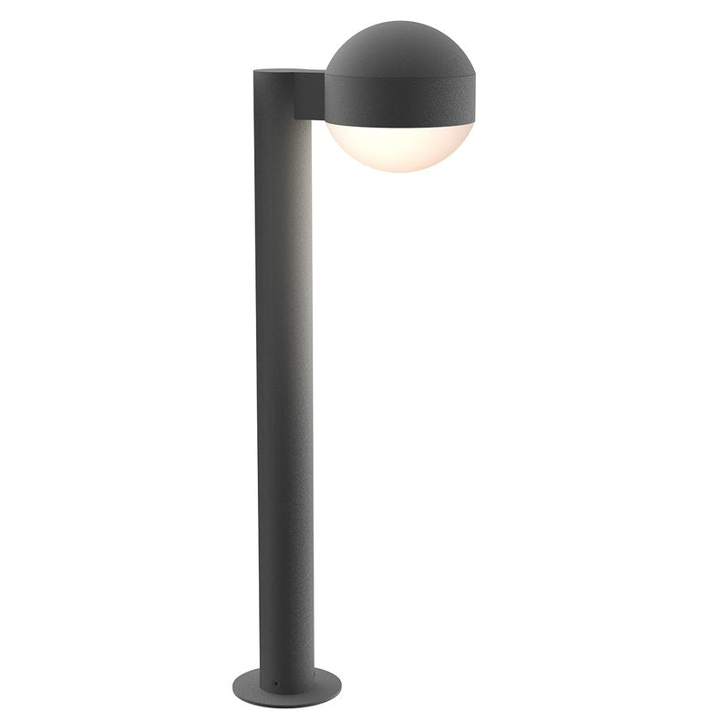 SONNEMAN Reals 22" 1-Light LED Textured Gray Dome Cap and Lens Frosted White Polycarbonate Shade Bollard Light