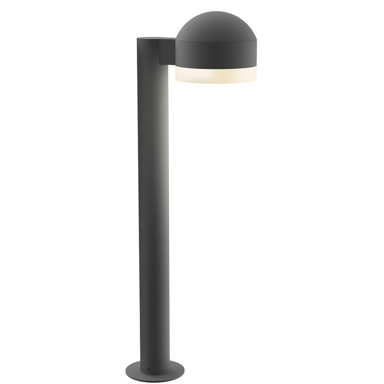 SONNEMAN Reals 22" 1-Light LED Textured Gray Dome Cap and White Cylinder Lens Frosted White Polycarbonate Shade Bollard Light