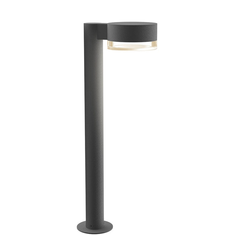 SONNEMAN Reals 22" 1-Light LED Textured Gray Plate Cap and Clear Cylinder Lens Clear Polycarbonate Shade Bollard Light