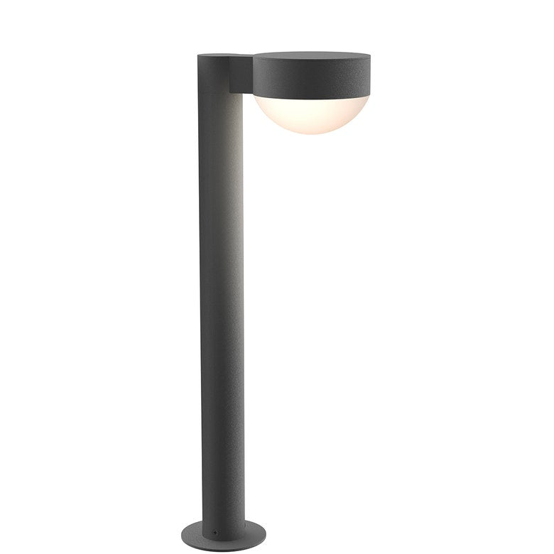 SONNEMAN Reals 22" 1-Light LED Textured Gray Plate Cap and Dome Lens Frosted White Polycarbonate Shade Bollard Light