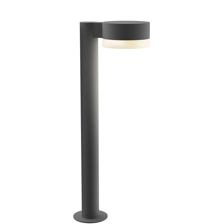 SONNEMAN Reals 22" 1-Light LED Textured Gray Plate Cap and White Cylinder Lens Frosted White Polycarbonate Shade Bollard Light