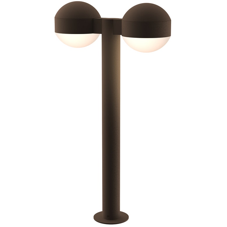 SONNEMAN Reals 22" 2-Light LED Textured Bronze Dome Cap and Lens Frosted White Polycarbonate Shade Double Bollard Light