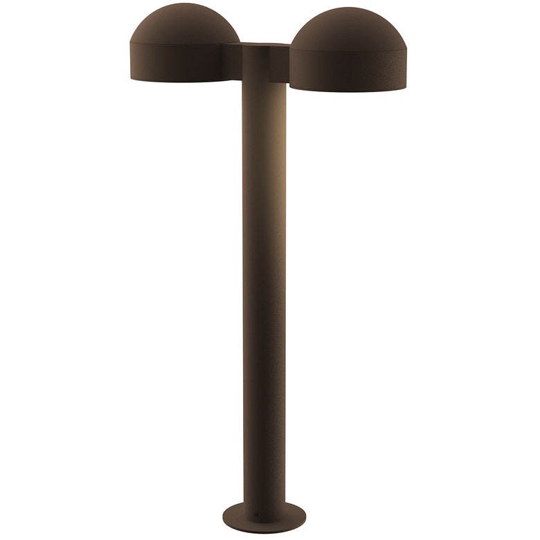 SONNEMAN Reals 22" 2-Light LED Textured Bronze Dome Cap and Plate Lens Aluminum With White Polycarbonate Shade Double Bollard Light