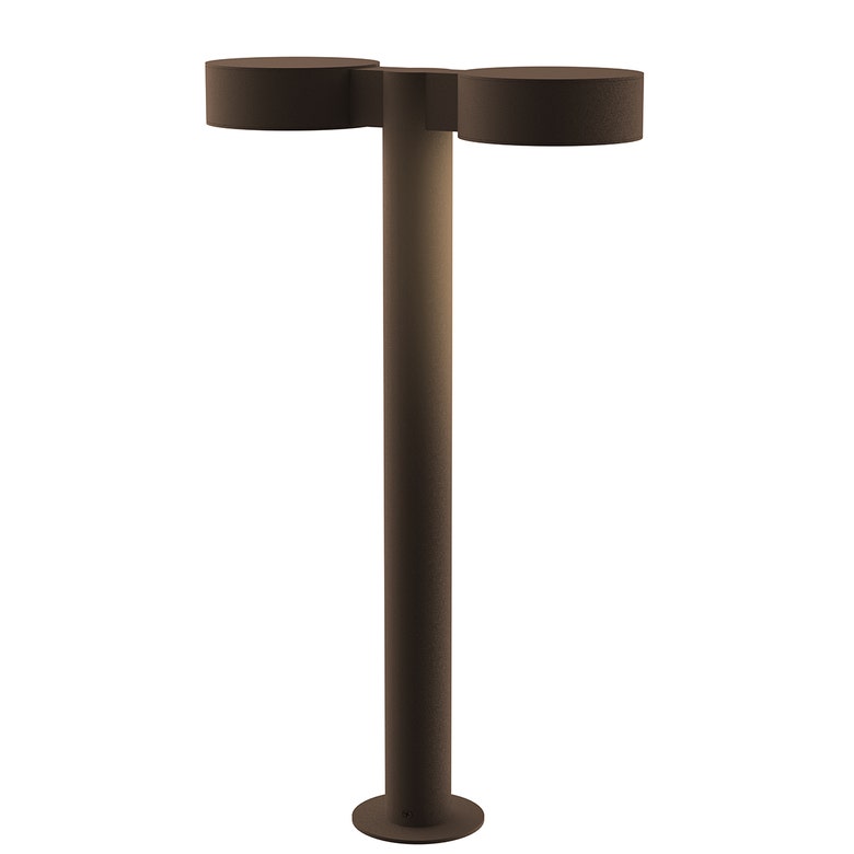 SONNEMAN Reals 22" 2-Light LED Textured Bronze Plate Cap and Lens Aluminum With White Polycarbonate Shade Double Bollard Light