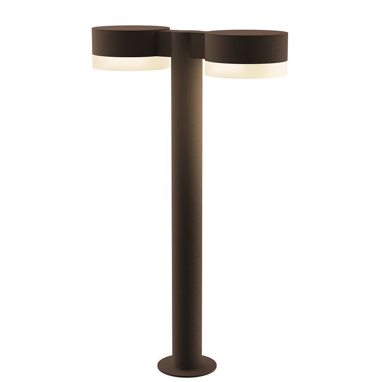 SONNEMAN Reals 22" 2-Light LED Textured Bronze Plate Cap and White Cylinder Lens Frosted White Polycarbonate Shade Double Bollard Light