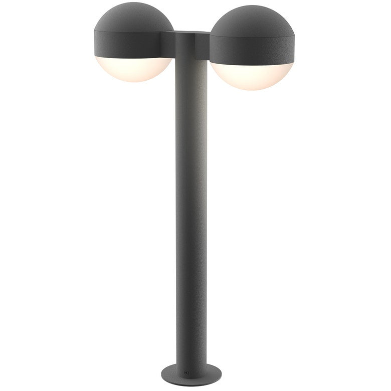SONNEMAN Reals 22" 2-Light LED Textured Gray Dome Cap and Lens Frosted White Polycarbonate Shade Double Bollard Light