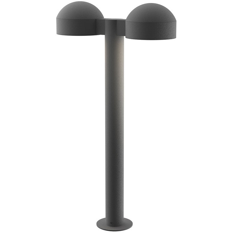 SONNEMAN Reals 22" 2-Light LED Textured Gray Dome Cap and Plate Lens Aluminum With White Polycarbonate Shade Double Bollard Light