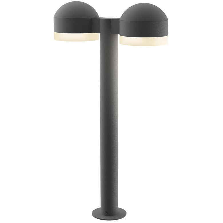 SONNEMAN Reals 22" 2-Light LED Textured Gray Dome Cap and White Cylinder Lens Frosted White Polycarbonate Shade Double Bollard Light