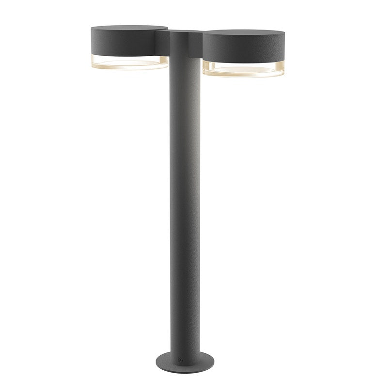 SONNEMAN Reals 22" 2-Light LED Textured Gray Plate Cap and Clear Cylinder Lens Clear Polycarbonate Shade Double Bollard Light