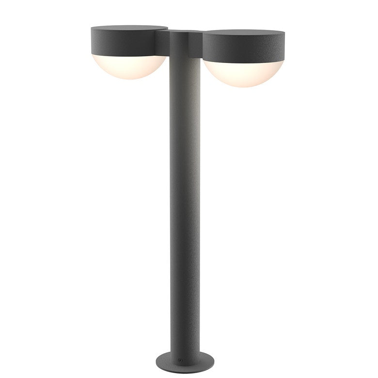 SONNEMAN Reals 22" 2-Light LED Textured Gray Plate Cap and Dome Lens Frosted White Polycarbonate Shade Double Bollard Light