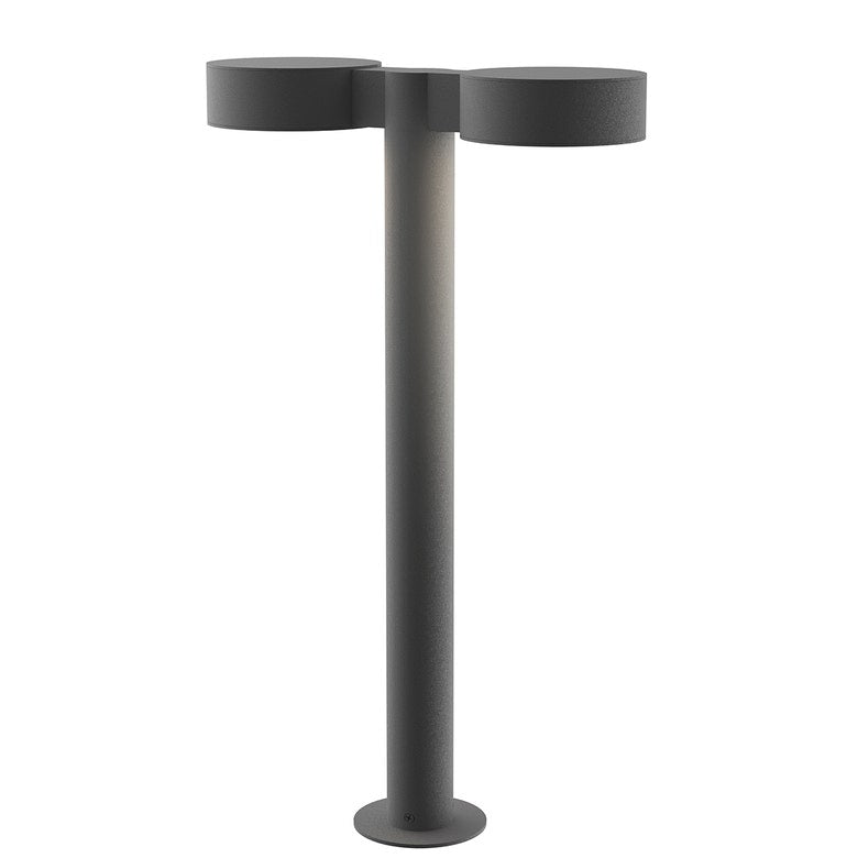 SONNEMAN Reals 22" 2-Light LED Textured Gray Plate Cap and Lens Aluminum With White Polycarbonate Shade Double Bollard Light