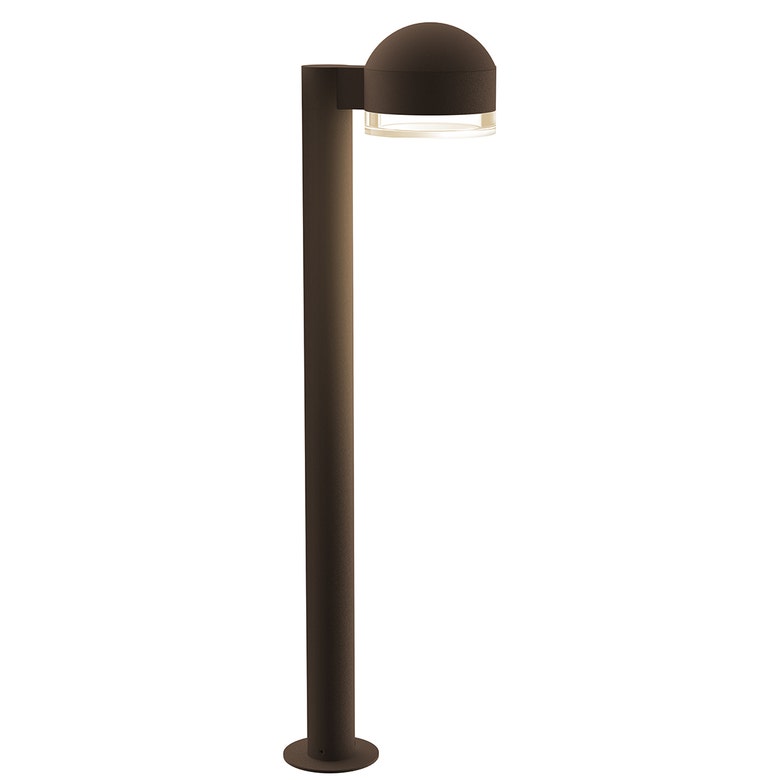 SONNEMAN Reals 28" 1-Light LED Textured Bronze Dome Cap and Clear Cylinder Lens Clear Polycarbonate Shade Bollard Light
