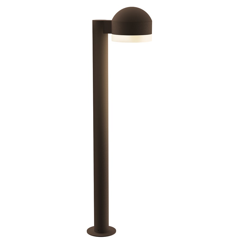 SONNEMAN Reals 28" 1-Light LED Textured Bronze Dome Cap and White Cylinder Lens Frosted White Polycarbonate Shade Bollard Light