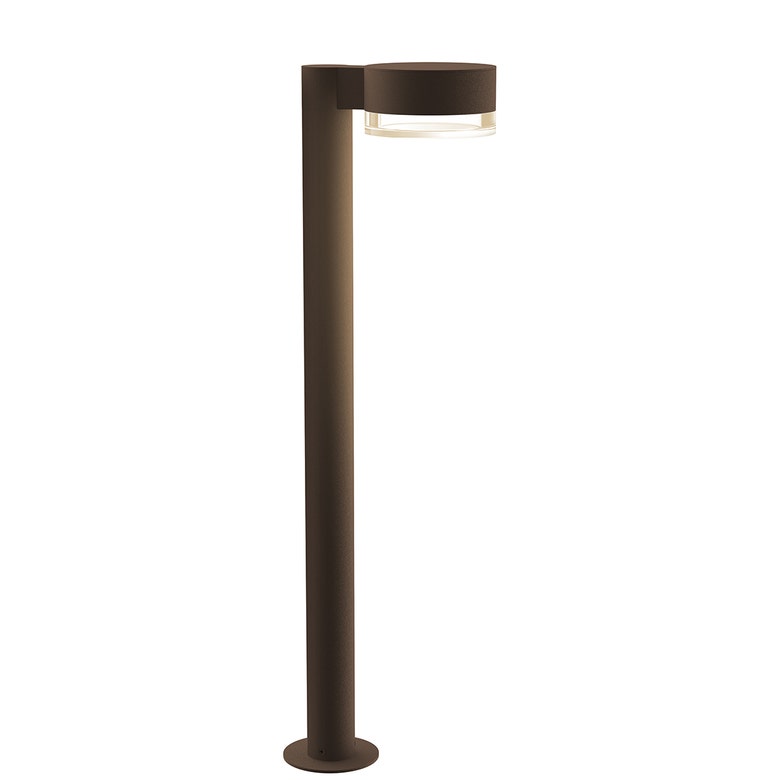 SONNEMAN Reals 28" 1-Light LED Textured Bronze Plate Cap and Clear Cylinder Lens Clear Polycarbonate Shade Bollard Light