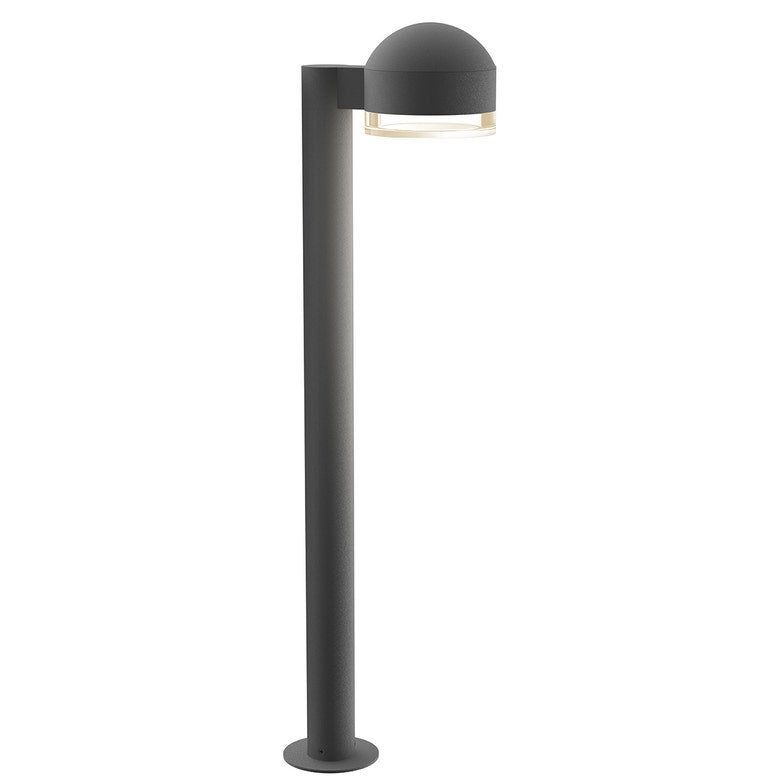 SONNEMAN Reals 28" 1-Light LED Textured Gray Dome Cap and Clear Cylinder Lens Clear Polycarbonate Shade Bollard Light