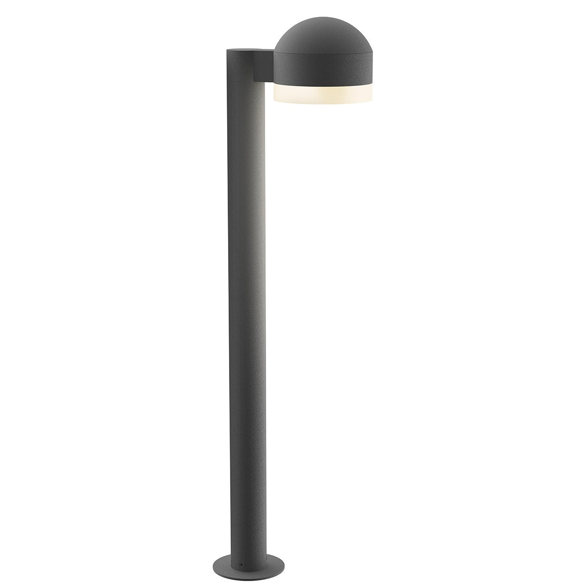 SONNEMAN Reals 28" 1-Light LED Textured Gray Dome Cap and White Cylinder Lens Frosted White Polycarbonate Shade Bollard Light