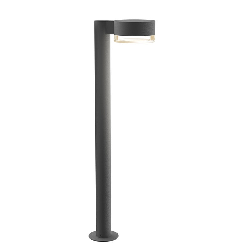 SONNEMAN Reals 28" 1-Light LED Textured Gray Plate Cap and Clear Cylinder Lens Clear Polycarbonate Shade Bollard Light
