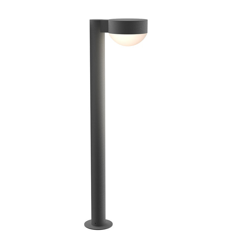SONNEMAN Reals 28" 1-Light LED Textured Gray Plate Cap and Dome Lens Frosted White Polycarbonate Shade Bollard Light