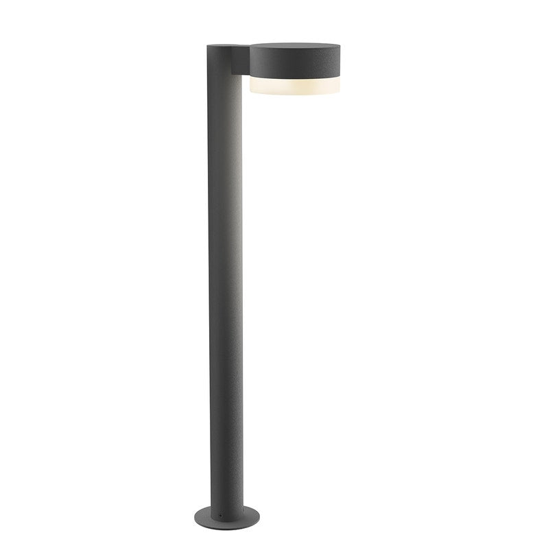 SONNEMAN Reals 28" 1-Light LED Textured Gray Plate Cap and White Cylinder Lens Frosted White Polycarbonate Shade Bollard Light