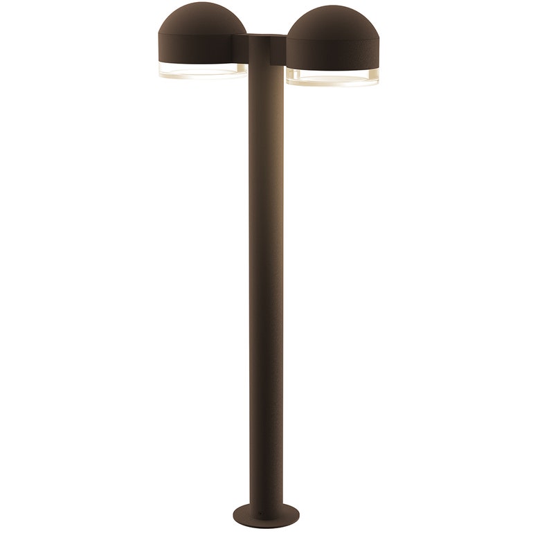 SONNEMAN Reals 28" 2-Light LED Textured Bronze Dome Cap and Clear Cylinder Lens Clear Polycarbonate Shade Double Bollard Light