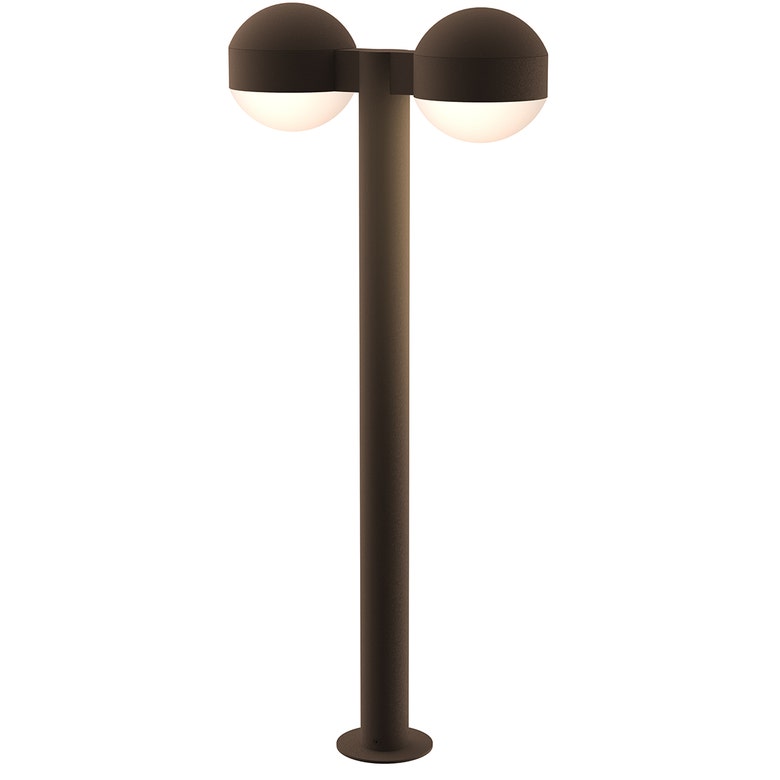 SONNEMAN Reals 28" 2-Light LED Textured Bronze Dome Cap and Lens Frosted White Polycarbonate Shade Double Bollard Light