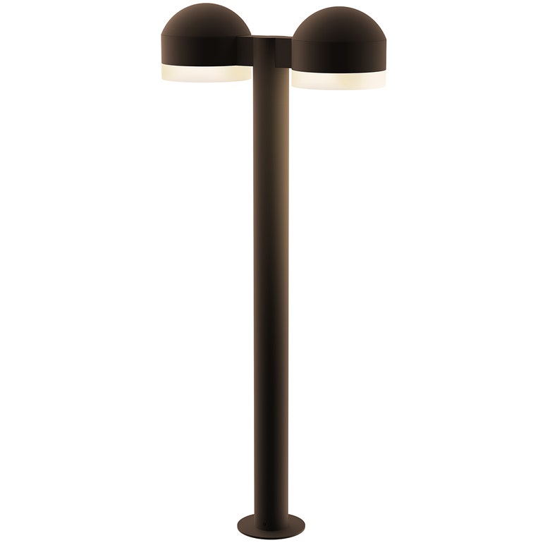 SONNEMAN Reals 28" 2-Light LED Textured Bronze Dome Cap and White Cylinder Lens Frosted White Polycarbonate Shade Double Bollard Light
