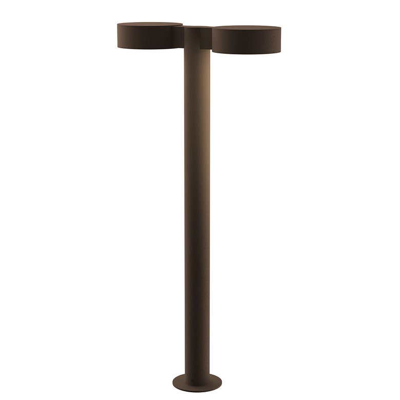 SONNEMAN Reals 28" 2-Light LED Textured Bronze Plate Cap and Lens Aluminum With White Polycarbonate Shade Double Bollard Light