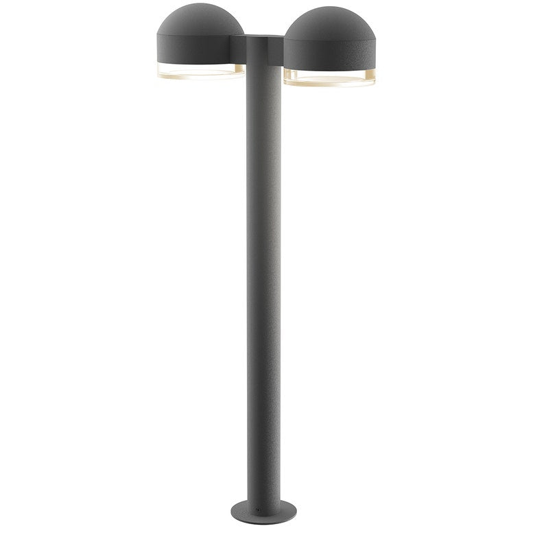 SONNEMAN Reals 28" 2-Light LED Textured Gray Dome Cap and Clear Cylinder Lens Clear Polycarbonate Shade Double Bollard Light
