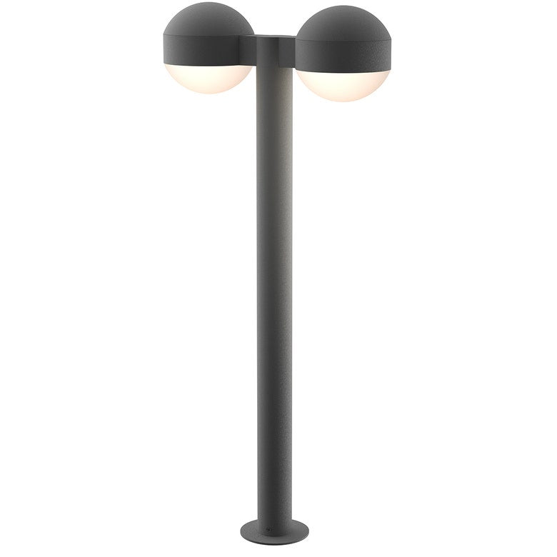 SONNEMAN Reals 28" 2-Light LED Textured Gray Dome Cap and Lens Frosted White Polycarbonate Shade Double Bollard Light