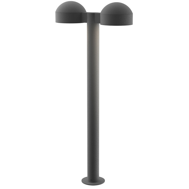 SONNEMAN Reals 28" 2-Light LED Textured Gray Dome Cap and Plate Lens Aluminum With White Polycarbonate Shade Double Bollard Light