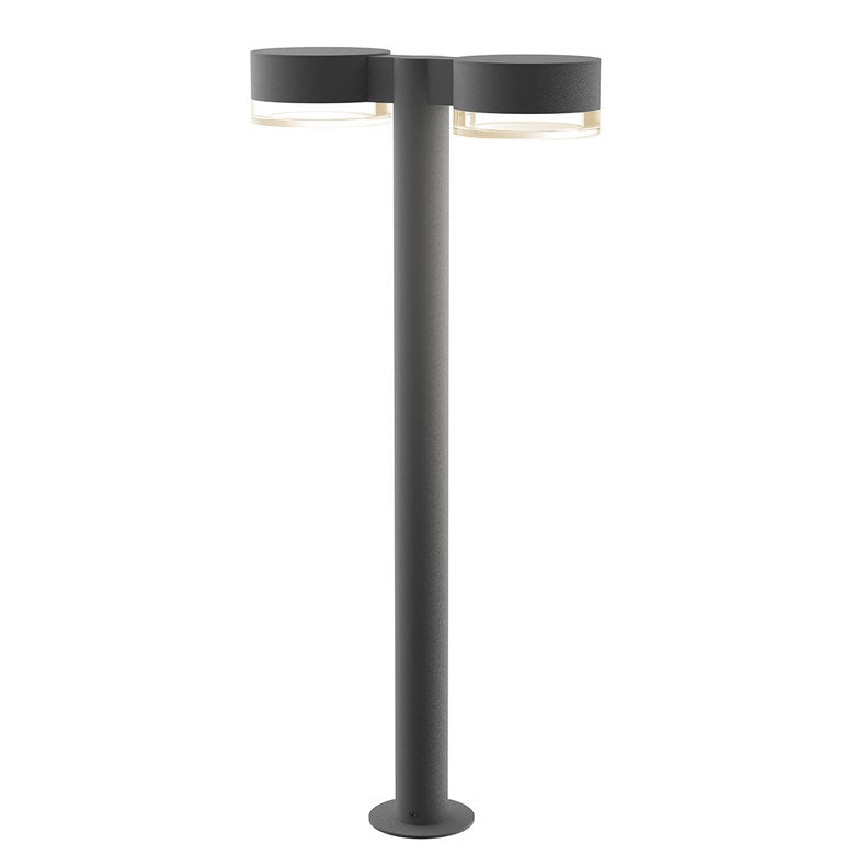 SONNEMAN Reals 28" 2-Light LED Textured Gray Plate Cap and Clear Cylinder Lens Clear Polycarbonate Shade Double Bollard Light