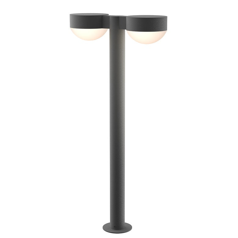 SONNEMAN Reals 28" 2-Light LED Textured Gray Plate Cap and Dome Lens Frosted White Polycarbonate Shade Double Bollard Light