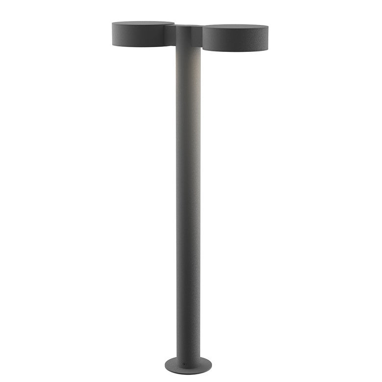 SONNEMAN Reals 28" 2-Light LED Textured Gray Plate Cap and Lens Aluminum With White Polycarbonate Shade Double Bollard Light