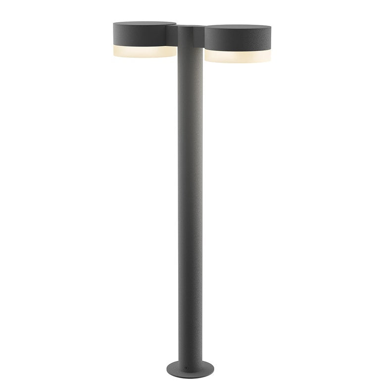 SONNEMAN Reals 28" 2-Light LED Textured Gray Plate Cap and White Cylinder Lens Clear Polycarbonate Shade Double Bollard Light