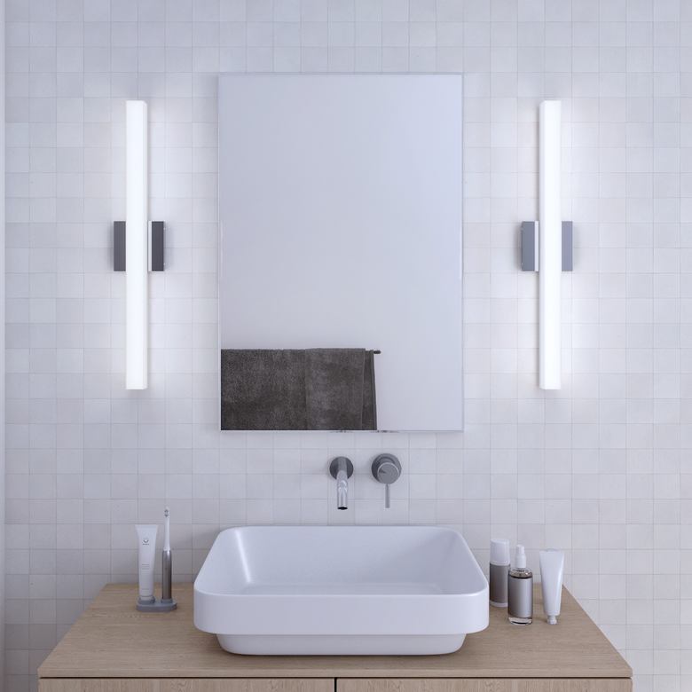 SONNEMAN SQ-Bar 24" LED Polished Chrome Optical Acrylic Shade Vanity Bath Bar Lighting