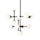 SONNEMAN Sabon 3-Light LED Satin Black White Cased Glass Shade Chandelier