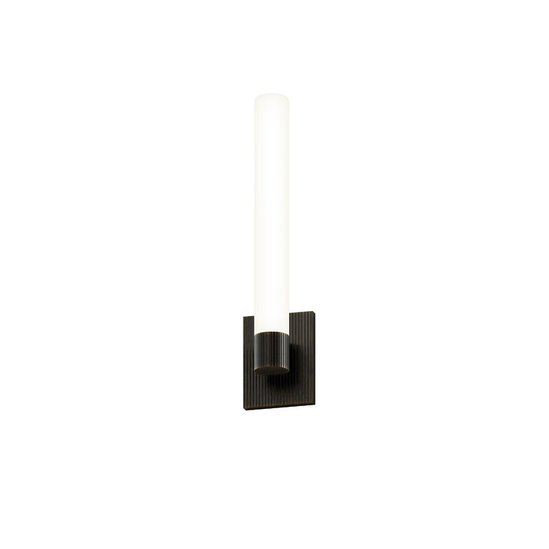 SONNEMAN Scepter 1-Light LED 2700K Black Brass Etched Cased Glass Shade Wall Sconce