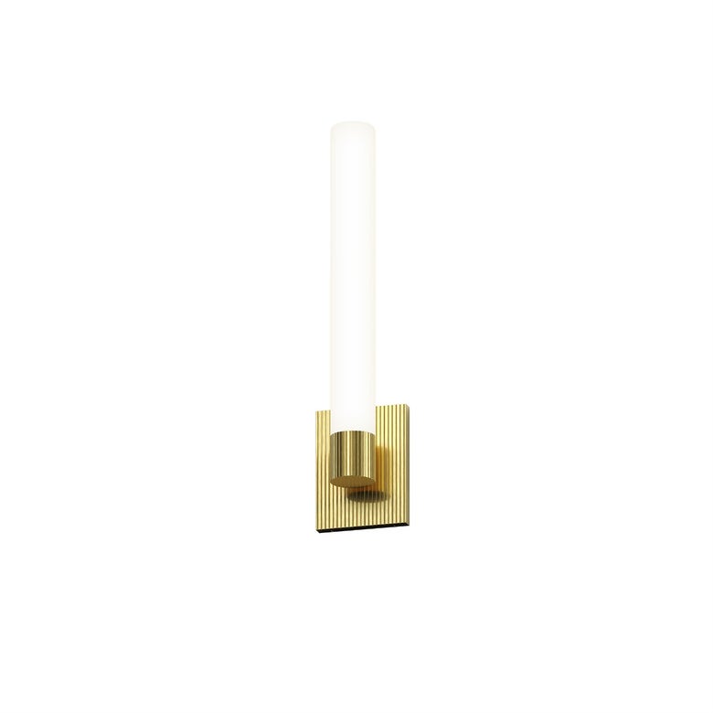 SONNEMAN Scepter 1-Light LED 2700K Satin Brass Etched Cased Glass Shade Wall Sconce