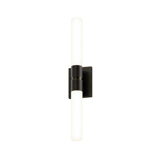 SONNEMAN Scepter 24" 2-Light LED 4000K Black Brass Etched Cased Glass Shade Bath Bar Lighting